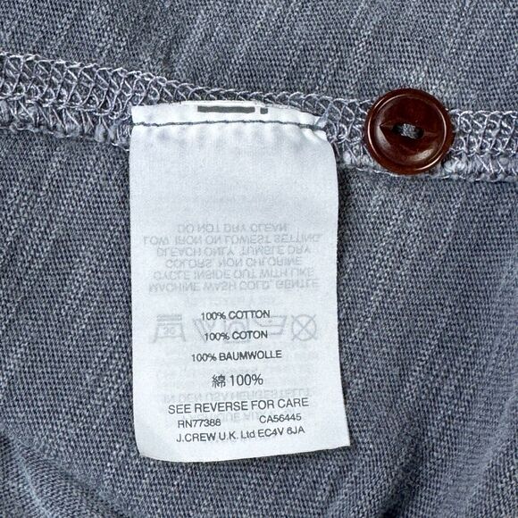 J.Crew Men's Gray Garment Dyed Long Sleeve Henley Shirt Medium Made in USA - Picture 9 of 10